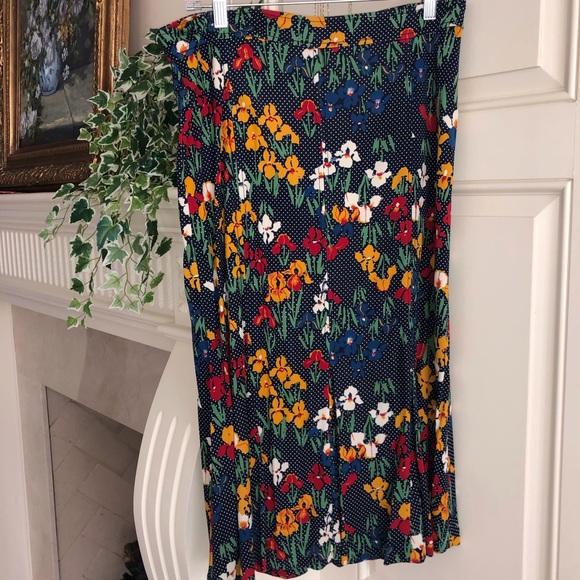 Tory Burch Iris Print Knit Midi Skirt Size L - Picture 2 of 12
